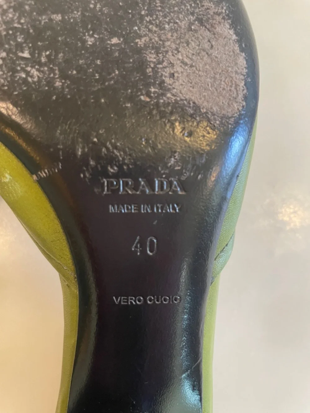 Vintage Prada Green Leather Pointed Kitten Heel Mules, Size 40 - Picture 6 of 14